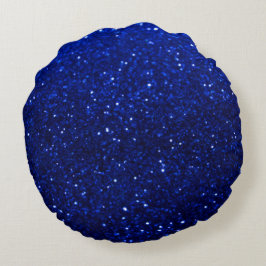 Royal Blue Glitzer Round Throw Kissen
