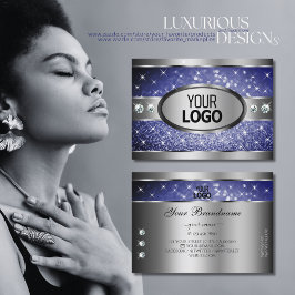 Royal Blue Glitzer Sparkle Stars Diamanten und Log Visitenkarte