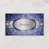 Royal Blue Glitzer SparkStars Diamonds Monogram Visitenkarte (Vorderseite)