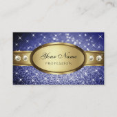 Royal Blue Glitzer Stars Diamonds Shimmery Gold Visitenkarte (Vorderseite)