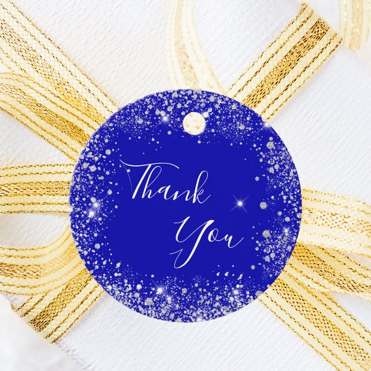 Royal Blue Glitzer Staub monogram vielen Dank Geschenkanhänger