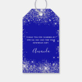 Royal Blue Glitzer Staub monogram vielen Dank Geschenkanhänger (Rückseite)