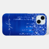 Royal Blue Glitzer Tropfens Glam Girly Signature Case-Mate iPhone Hülle (Rückseite (Horizontal))