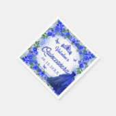 Royal Blue Glitzern floral Quinceanera Party Serviette (Ecke)