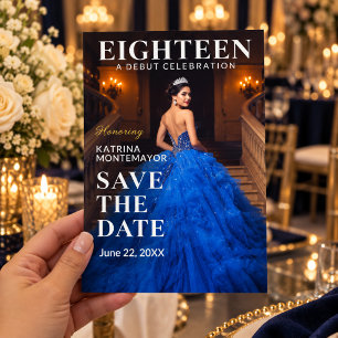 Royal Blue Gold 18. Geburtstag Save the Date