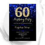 Royal Blue Gold 60. Geburtstag Einladung<br><div class="desc">60. Geburtstagsfeier Einladung. Elegantes königsblaues Design mit Imitaten Glitzer Gold. Mit stilvollen Diamanten,  Bokeh-Leuchten und Skript-Schriftart. Männer oder Frauen laden ein. Ideal für eine stilvolle Geburtstagsparty. Personalisieren Sie Ihre persönlichen Daten. Nachricht,  wenn Sie weitere Anpassungen benötigen. Gedruckte Zazzle Einladungen oder Sofortdownload digitalen druckbaren Vorlage.</div>