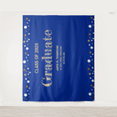 Royal Blue Gold Abschluss Class 2024 im Hintergrun Wandteppich (Vorderseite)