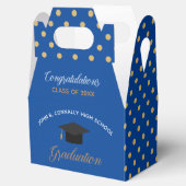 Royal Blue Gold Abschluss Polka Dot Custom Party Geschenkschachtel (Geöffnet)