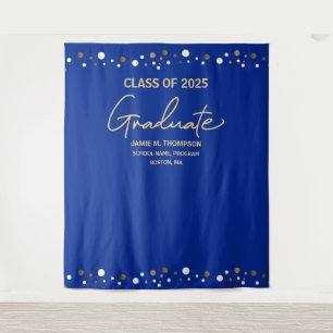 Royal Blue Gold Abschlussklasse 2025 Hintergrund A Wandteppich