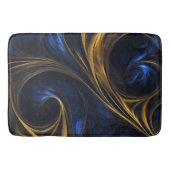 Royal Blue Gold Abstrakt Swirl Badematte (Vorderseite)