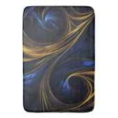 Royal Blue Gold Abstrakt Swirl Badematte (Vorderseite Vertikal)