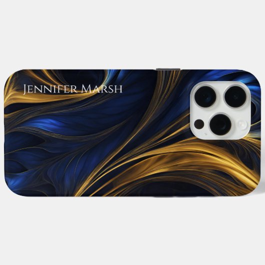 Royal Blue Gold Abstrakt Swirl Case-Mate iPhone Hülle (Rückseite (Horizontal))