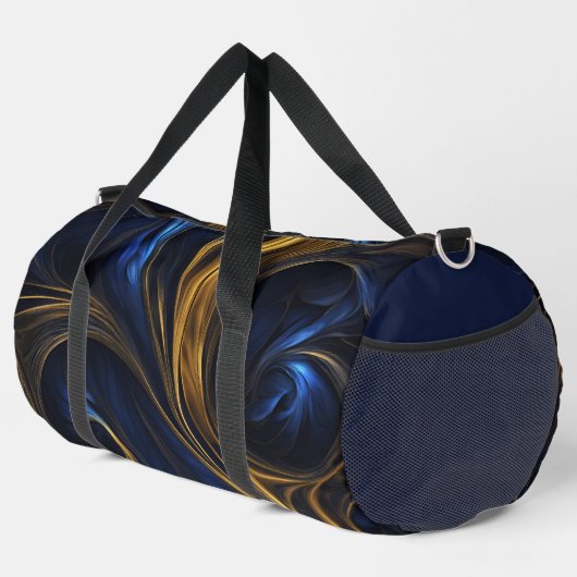Royal Blue Gold Abstrakt Swirl Duffle Bag (Rechte Ecke)