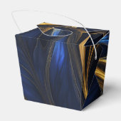 Royal Blue Gold Abstrakt Swirl Geschenkschachtel (Rückseite)