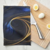Royal Blue Gold Abstrakt Swirl Geschirrtuch (Viertel Falte)