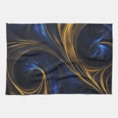 Royal Blue Gold Abstrakt Swirl Geschirrtuch (Horizontal)