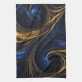 Royal Blue Gold Abstrakt Swirl Geschirrtuch (Vertikal)