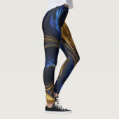 Royal Blue Gold Abstrakt Swirl Leggings (Rechts)