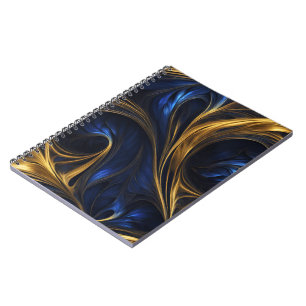Royal Blue Gold Abstrakt Swirl Notizblock