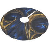 Royal Blue Gold Abstrakt Swirl Polyester Weihnachtsbaumdecke (Schrägansicht)