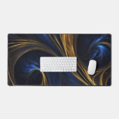 Royal Blue Gold Abstrakt Swirl Schreibtischunterlage (Tastatur & Maus)