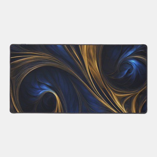 Royal Blue Gold Abstrakt Swirl Schreibtischunterlage (Vorderseite)