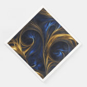 Royal Blue Gold Abstrakt Swirl Serviette (Ecke)