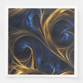 Royal Blue Gold Abstrakt Swirl Serviette (Vorderseite)