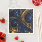 Royal Blue Gold Abstrakt Swirl Serviette (Beispiel)