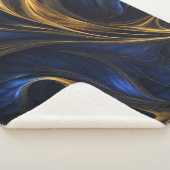 Royal Blue Gold Abstrakt Swirl Sherpadecke (3/4)