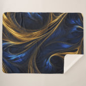 Royal Blue Gold Abstrakt Swirl Sherpadecke (Vorderseite (Horizontal))