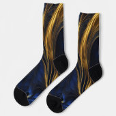 Royal Blue Gold Abstrakt Swirl Socken (Linkes Detail)