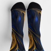 Royal Blue Gold Abstrakt Swirl Socken (Oben)