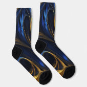 Royal Blue Gold Abstrakt Swirl Socken (Rechts)