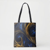Royal Blue Gold Abstrakt Swirl Tasche (Vorderseite)