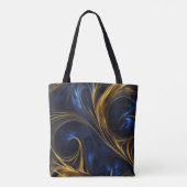 Royal Blue Gold Abstrakt Swirl Tasche (Rückseite)