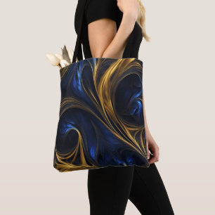 Royal Blue Gold Abstrakt Swirl Tasche