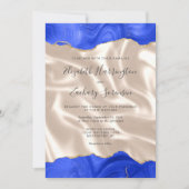 Royal Blue Gold Agate Ivory Silk Wedding Einladung (Vorderseite)