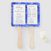 Royal Blue Gold Agate Wedding Program Fächer (Vorne und Hinten)