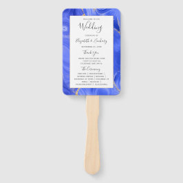 Royal Blue Gold Agate Wedding Program Fächer