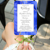 Royal Blue Gold Agate Wedding Program Fächer