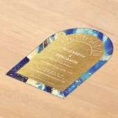 Royal Blue Gold Arch Wedding Acrylic Save the Date Acryleinladungen (Ablage )