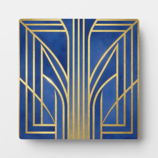 Royal Blue Gold Art Deco Fotoplatte (Vorderseite)