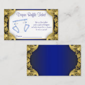 Royal Blue Gold Baby Diaper Raffle Ticket Begleitkarte (Vorne/Hinten)