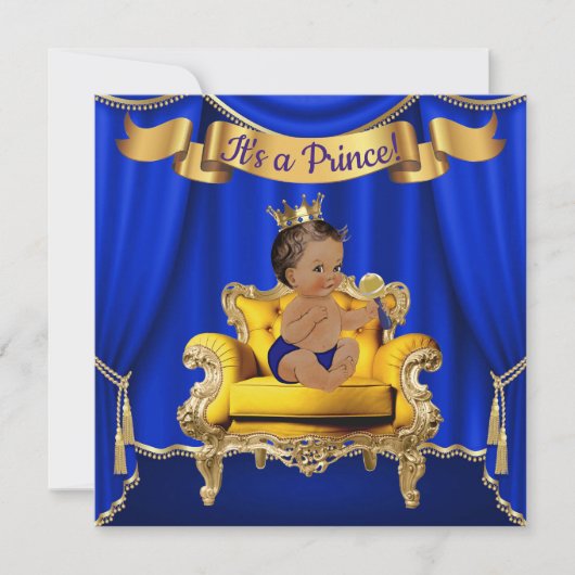 Royal Blue Gold Baby Shower Einladungen (Vorderseite)