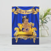 Royal Blue Gold Baby Shower Einladungen (Stehend Vorderseite)
