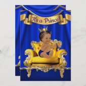Royal Blue Gold Baby Shower Einladungen (Vorne/Hinten)
