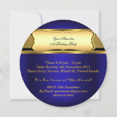 Royal Blue Gold Birthday Party Men's Women Einladung (Rückseite)