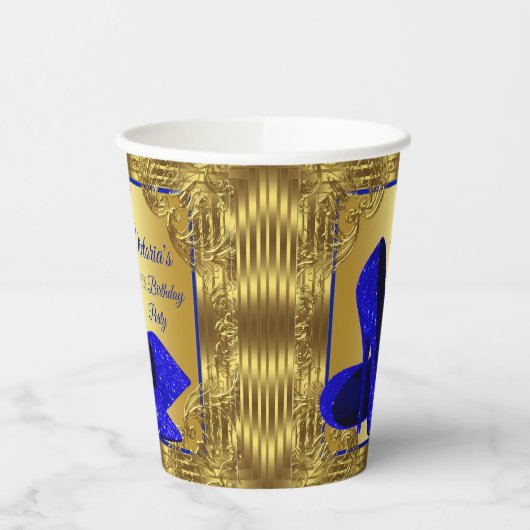 Royal Blue Gold Birthday Party Paper Cups Pappbecher (Links)