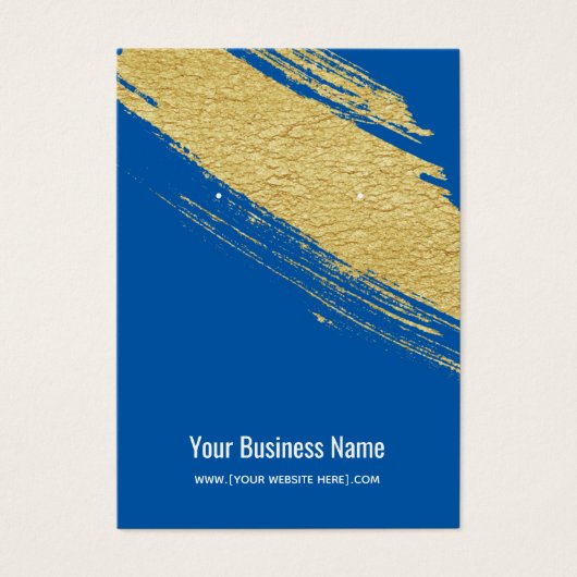 Royal Blue Gold Brush Earring Display Cards (Vorderseite)